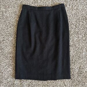 Vintage Oscar de la Renta Wool Pinstripe Pencil Skirt Women 4 Made in USA  Midi